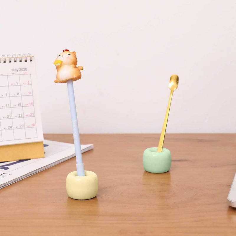 HalfofLife Mini Ceramics Toothbrush Holder Stand for Bathroom Vanity Countertop, Handmade Couple Toothbrush Head Holder, Shaver Holder and Office Pen Holder, Yellow&Green, Pack of 2 - Image 5